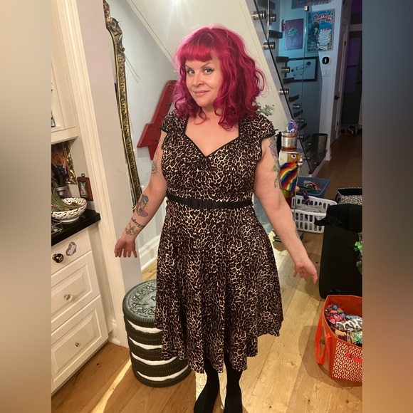 PinUp Couture Pin Up Couture Leopard Swing Dress Rockabilly - Picture 4 of 6